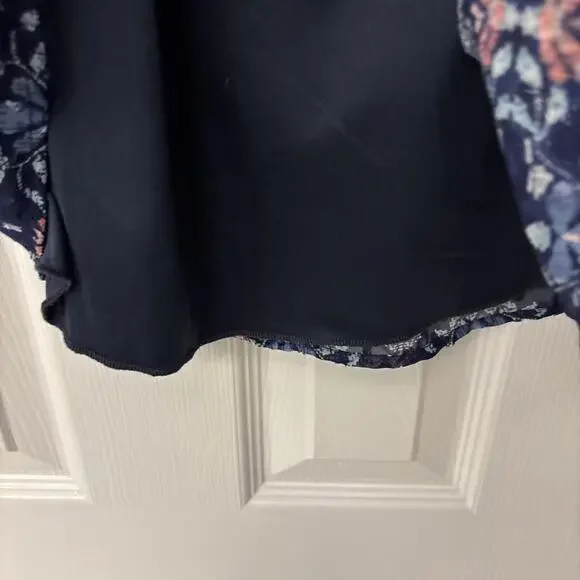 Speechless Juniors Off Shoulder Babydoll Navy Blue Floral Feminine. Size Large - Picture 3 of 5